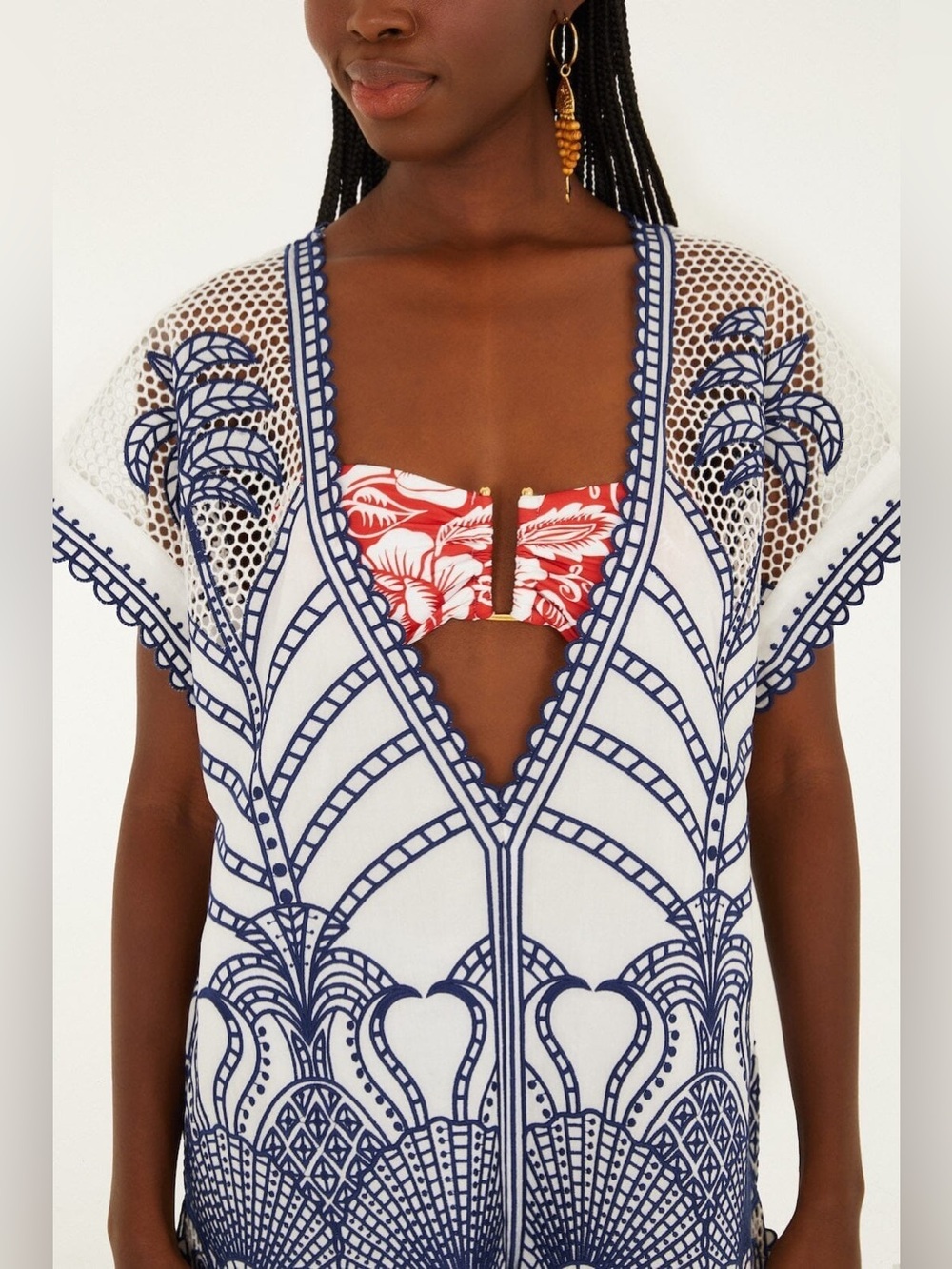 Farm Rio: Blue Richelieu Plunging Neck
Romper - Picture 4 of 9
